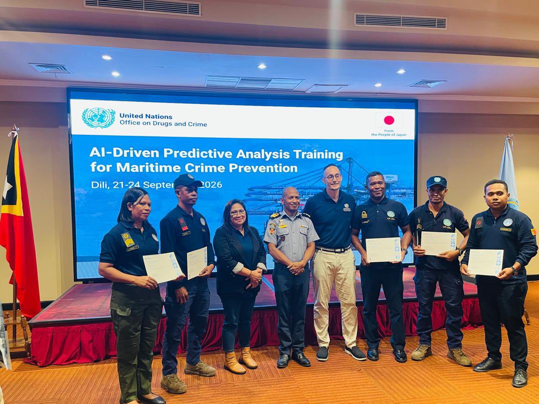 UNODC_BMB's tweet photo. @UNODC_BMB, with support from 🇯🇵@JapanMissionVie, completed AI-Driven Predictive Analysis Training for Maritime Crime Prevention for MLE agencies in Timor-Leste 🇹🇱, strengthening national capacity to use innovative, data-driven approaches for maritime security &amp; crime prevention. https://t.co/BSAf57vhVQ