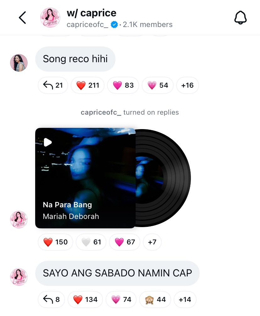 capofriceee's tweet photo. love na love ni caprice talaga mga supporters niya :)) song reco lang kagabi pinost niya naaaa 🩷 swerte naman namin sayo maem #CapriceCayetano https://t.co/2ktLuhuj3N