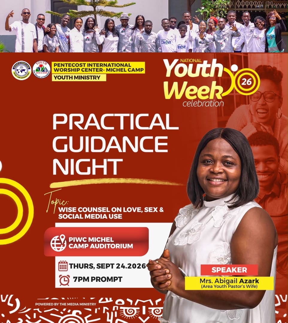 piwc_michelcamp's tweet photo. DAY 4 TONIGHT!!! 📍

PRACTICAL GUIDANCE NIGHT 🔥

Topic: Wise Counsel On LOVE, SEX &amp; SOCIAL MEDIA USE 👀❤️📱

Real talk. No filters. Just wisdom!

🎙️ Mrs. Abigail Azark
⏰ 7PM | 📍 PIWC Michel Camp

You need to be there!

#NYWC26 #PIWCMichelCampYouth #MakingJesusFamous #Day4 https://t.co/58VPHxzkvn