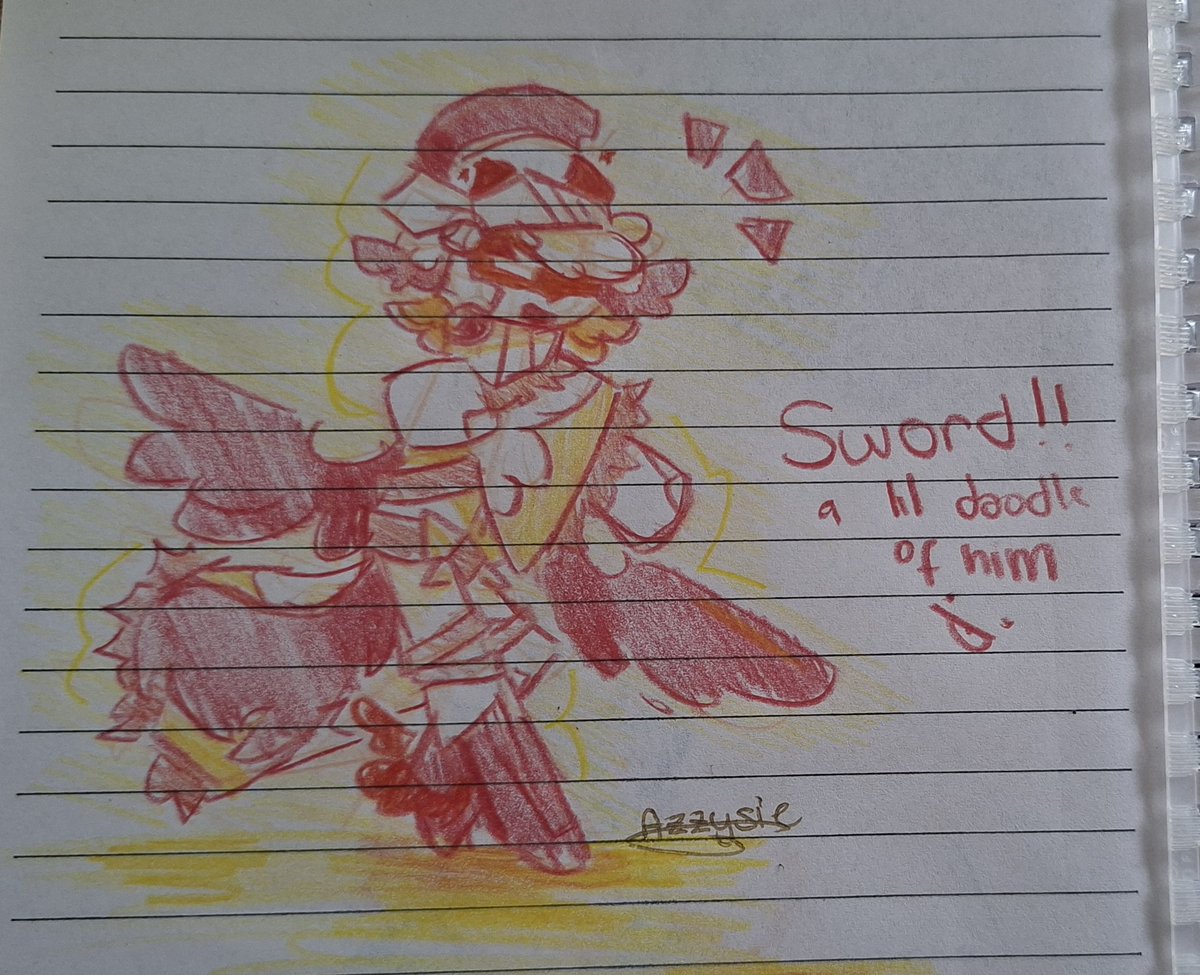 Fizzytreat's tweet photo. Hi sword, I was testing out my color pencils or smthin 🥹, my son 🥹🥹

#sword #phighting #doodle https://t.co/UNIQ5wF98x