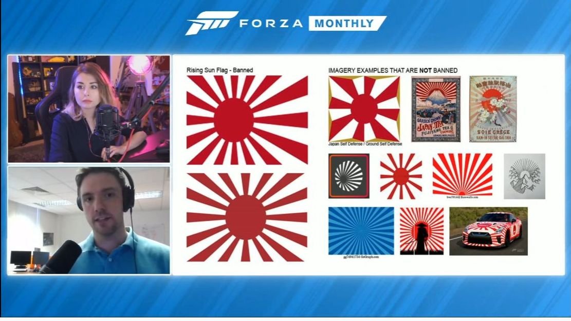 GTA53825256's tweet photo. これに関してはForza擁護するけど 確か明確な旭日旗バーン!!!!とかがダメでLBWKとかボンネット塗装みたいな 似てるけどそれっぽいのはセーフって公式が言ってたぞい（ちなFH4頃の話） https://t.co/djv9K4Lh5y
