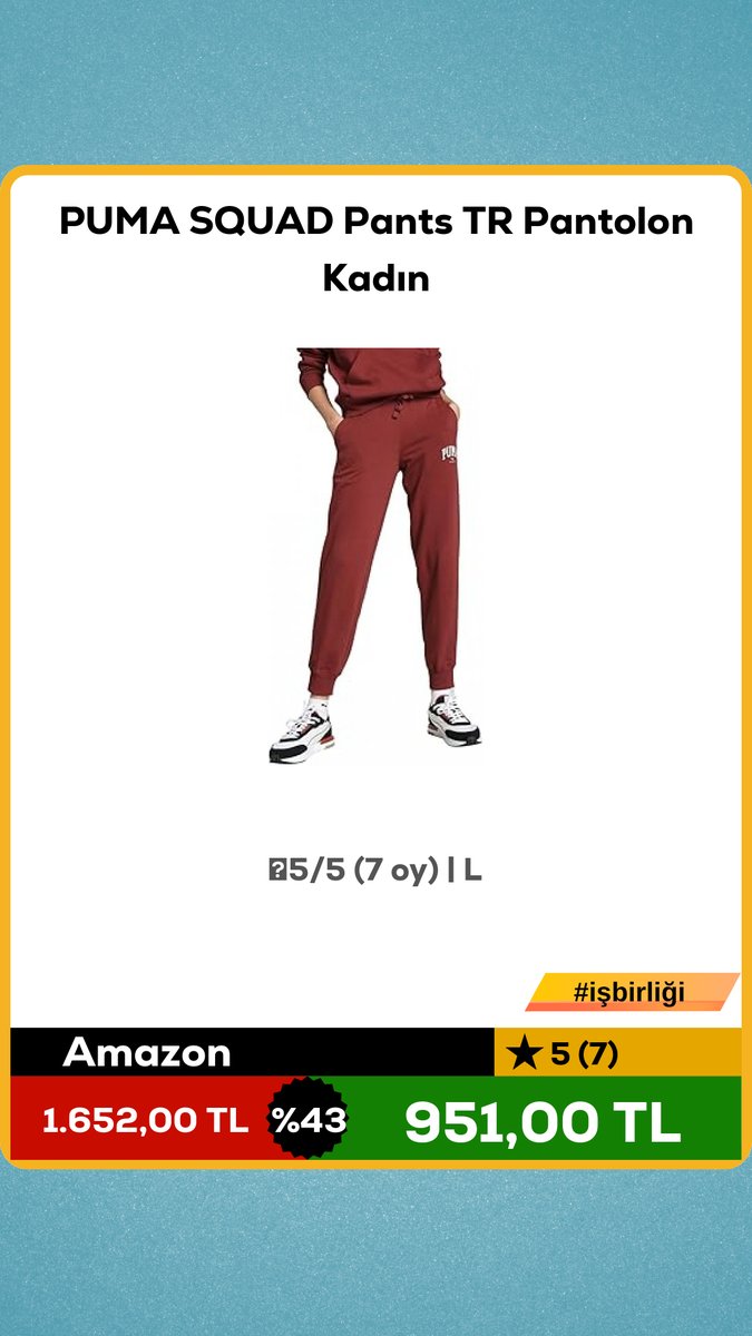 devindirim's tweet photo. PUMA SQUAD Pants TR Pantolon Kadın
❌1.652,00 TL
✅951,00 TL
💲 % 43 indirim!
⭐5/5 (7 oy) | L
🛍 amazon
Link ve yapay zeka sonraki tweetde 👇 #tanitim amazon https://t.co/wTBRBqDMVF