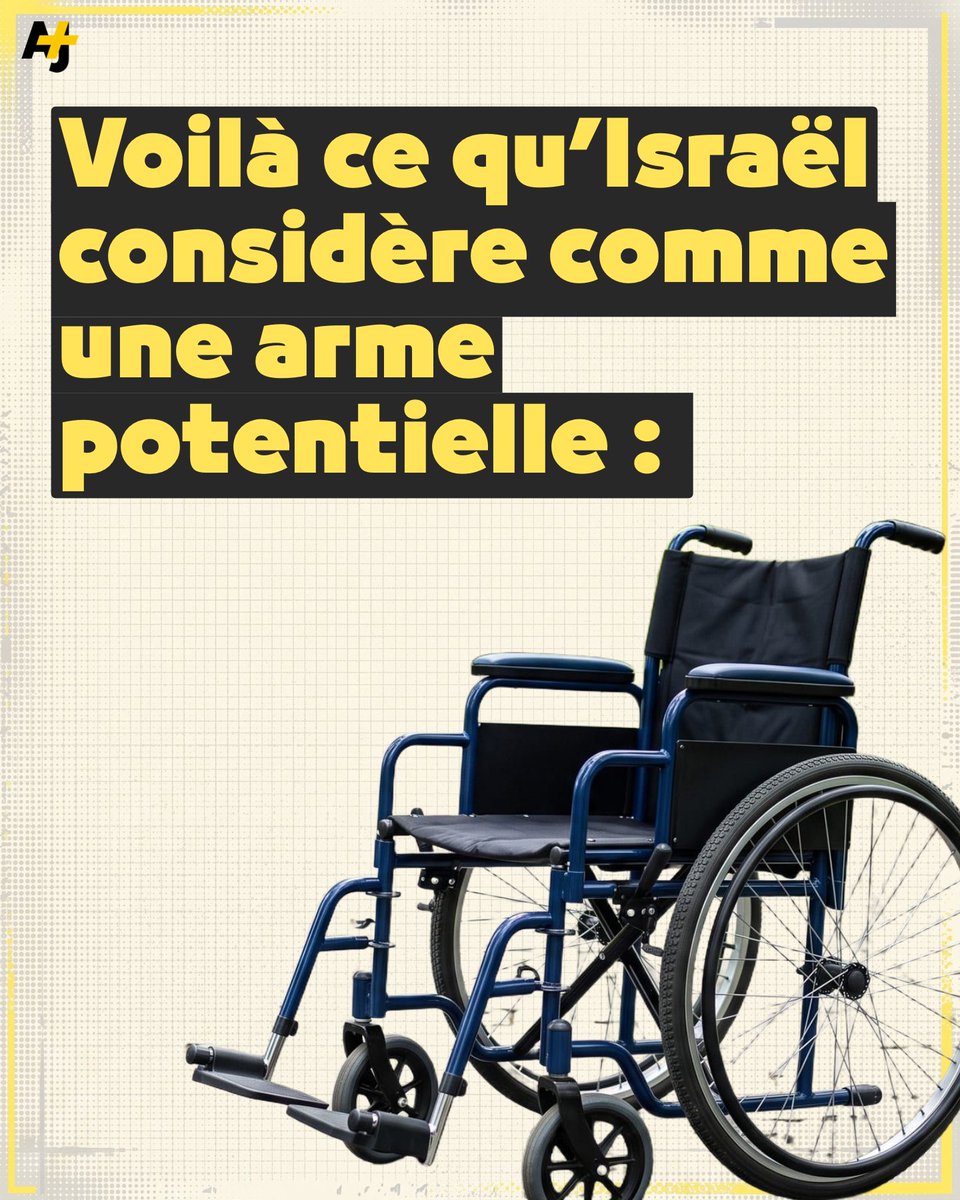 ajplusfrancais's tweet photo. Israël bloque l’entrée à Gaza de plus de 900 fauteuils roulants destinés à des enfants, au motif qu’ils pourraient servir d’armes. https://t.co/dUeK1JDQwO