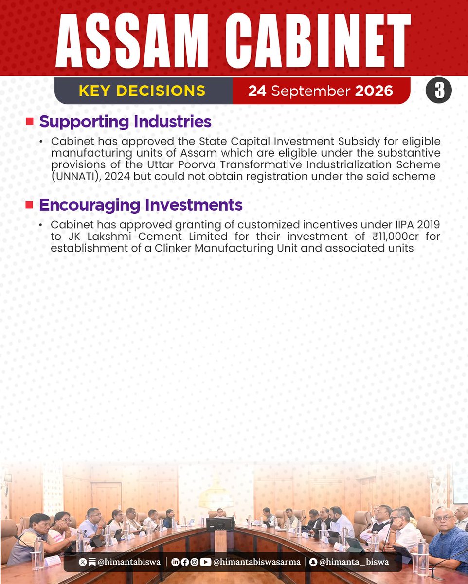 himantabiswa's tweet photo. In today's meeting of the #AssamCabinet, we approved important decisions

✅₹796cr Wetland and Fisheries transformation plan under SWIFT
✅Subsidised Dal &amp; sugar at ₹100
✅Financial support for agripreneurs under AIF
✅ Land for Agriculture College, Patharkandi

And much more https://t.co/Jtmef2axjM