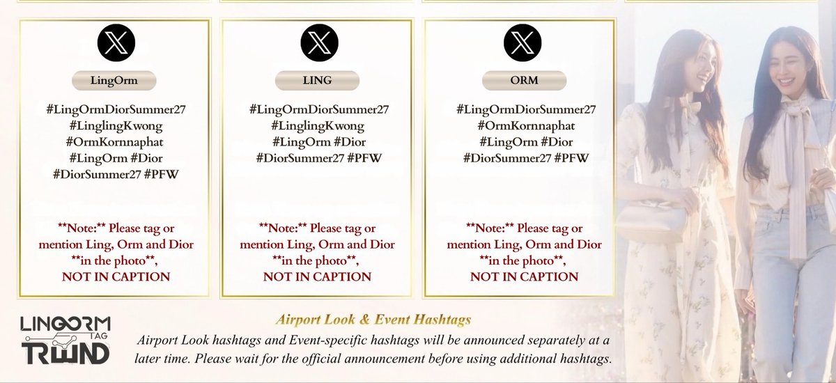lonongnub_trend's tweet photo. **เพิ่มเติม**
 #LinglingKwong #Ormkornnaphat
#LingOrm 

Why 3 Hashtag Sets on X?
ทำไมเราจึงแยก Hashtag บน X ออกเป็น 3 แบบ?

เนื่องจากทางทีมได้ศึกษาข้อมูลและแนวทางการใช้งานเบื้องต้น พบว่าการใช้ Hashtag ชุดเดิมซ้ำ ๆ ในหลายโพสต์อย่างต่อเนื่อง อาจทำให้ระบบมองว่าพฤติกรรมดังกล่าวมีลักษณะคล้าย Spam หรือเป็นการโพสต์ซ้ำมากเกินไป

เพื่อช่วยลดความเสี่ยงดังกล่าว และเปิดโอกาสให้แฟนคลับสามารถร่วมโพสต์และสร้าง Engagement ได้อย่างต่อเนื่อง ทางทีมจึง��ัดทำ Hashtag ไว้ 3 รูปแบบ (COUPLE / LING / ORM) เพื่อให้สามารถ สลับใช้งานกันในแต่ละโพสต์ โดยยังคงมี Hashtag หลักที่เชื่อมโยงกับแค��เปญค่ะ 🤍

Based on our initial research and observations, using the same set of hashtags repeatedly across multiple posts may increase the risk of the system detecting the activity as spam-like behavior.

To help reduce this risk, we have prepared 3 hashtag sets: COUPLE / LING / ORM, allowing everyone to rotate between the sets when posting.

This helps keep posting activity more varied while maintaining the key hashtags for the LingOrm × Dior Summer 27 campaign. 🤍