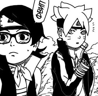 miraiOhina's tweet photo. Sarada with                     aslo sarada 
Boruto 😳                           with him💀

she has no filter when it comes to his safety 😭😭 https://t.co/P1O7wJeFd7