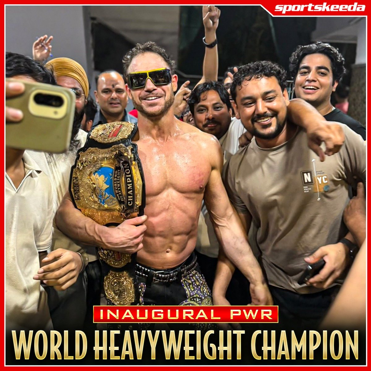 SKWrestling_'s tweet photo. John Morrison going by Johnny Bollywood has become the inaugural Pro Wrestling Rebellion World Heavyweight Champion! https://t.co/Qif7AJnLJZ