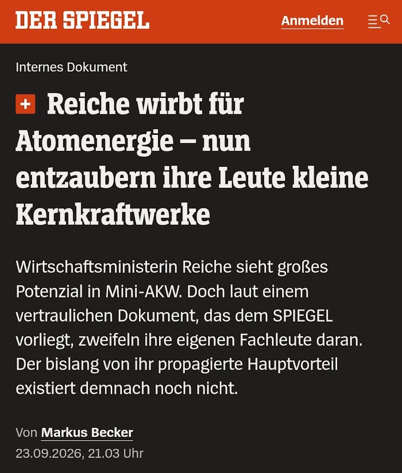 djpr's tweet photo. Reiche will bei Wind- und Solarförderungen kürzen und schwärmt von Mini-AKW. Ihre eigenen Fachleute halten die bislang für nicht marktfähig und ohne staatliche Hilfe kaum finanzierbar. Inkompetenz und Lobbyhörigkeit am absoluten Limit. https://t.co/zemZuQwUVh