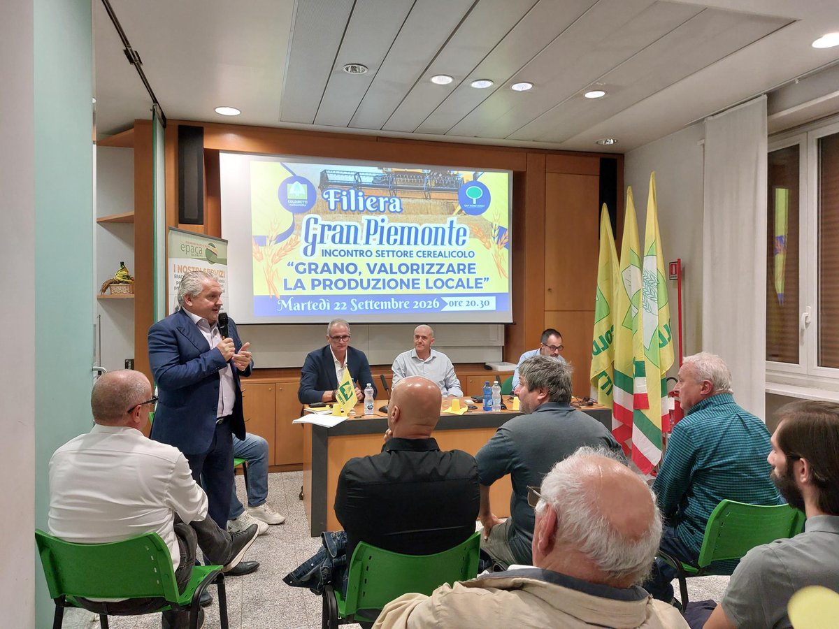ColdirettiAL's tweet photo. Frumento tenero: filiera Gran Piemonte, in vista delle semine crescono ettari coltivati
Riunione informativa in sede Coldiretti: le prospettive per la stagione 2027
Valorizzare il territorio e la filiera corta: in provincia al via le nuove programmazioni colturali
@coldiretti https://t.co/cUBaDOzMQQ