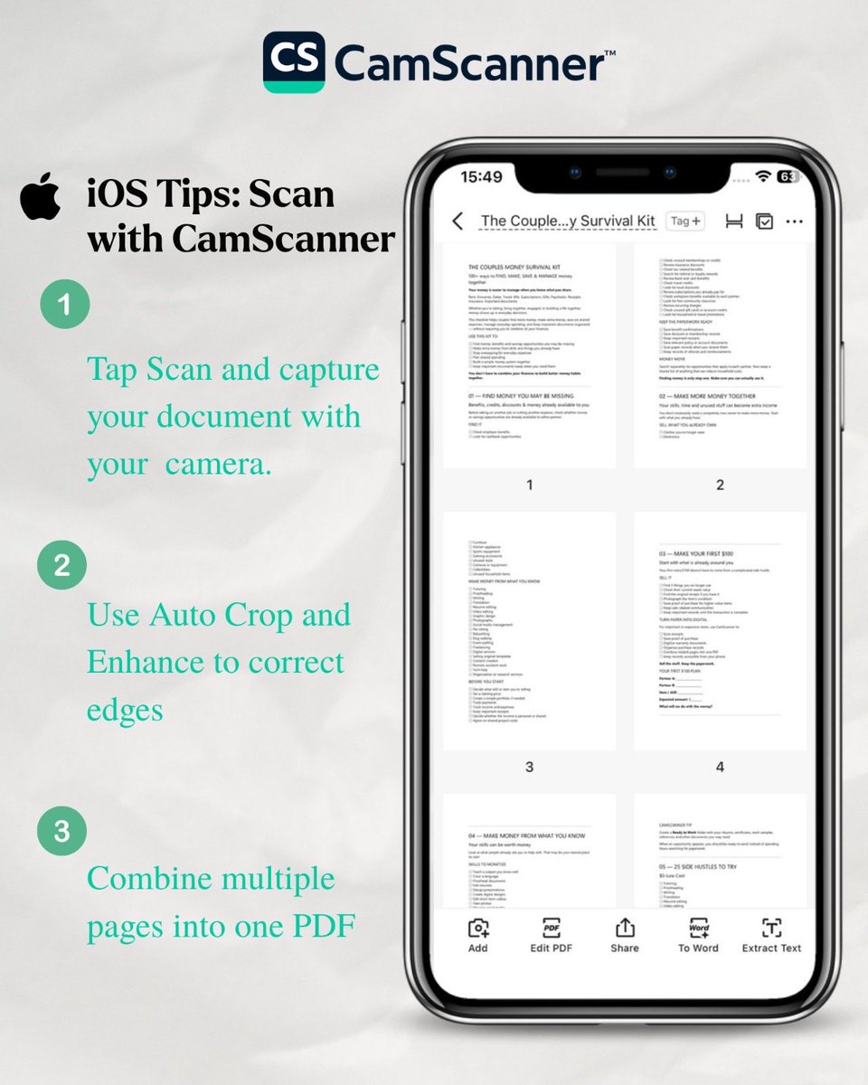 CamScanner's tweet photo. Scan multiple pages. Keep everything in one PDF. ๐๐ฑ
#CamScanner #PDFScanner #DocumentScanner #iPhoneTips #AndroidTips #ScanToPDF #ProductivityTips #DigitalDocuments https://t.co/RTBZLydRnn