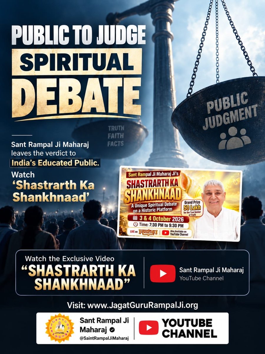 PisaramDas's tweet photo. #शास्त्रार्थ_का_शंखनाद

Sant RampalJi YtChannel https://t.co/tQetV82Jvf