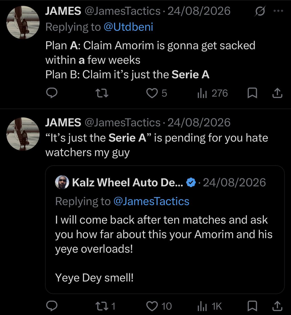 JamesTactics's tweet photo. I predicted it before the season already started, expect goalposts to move all the time. One thing these people hate more than Amorim is being proven wrong. 

First he would be sacked within the first weeks, now they trying to disrespect the Serie A. 

Low IQ. 🧠 https://t.co/3qnQqraV7m