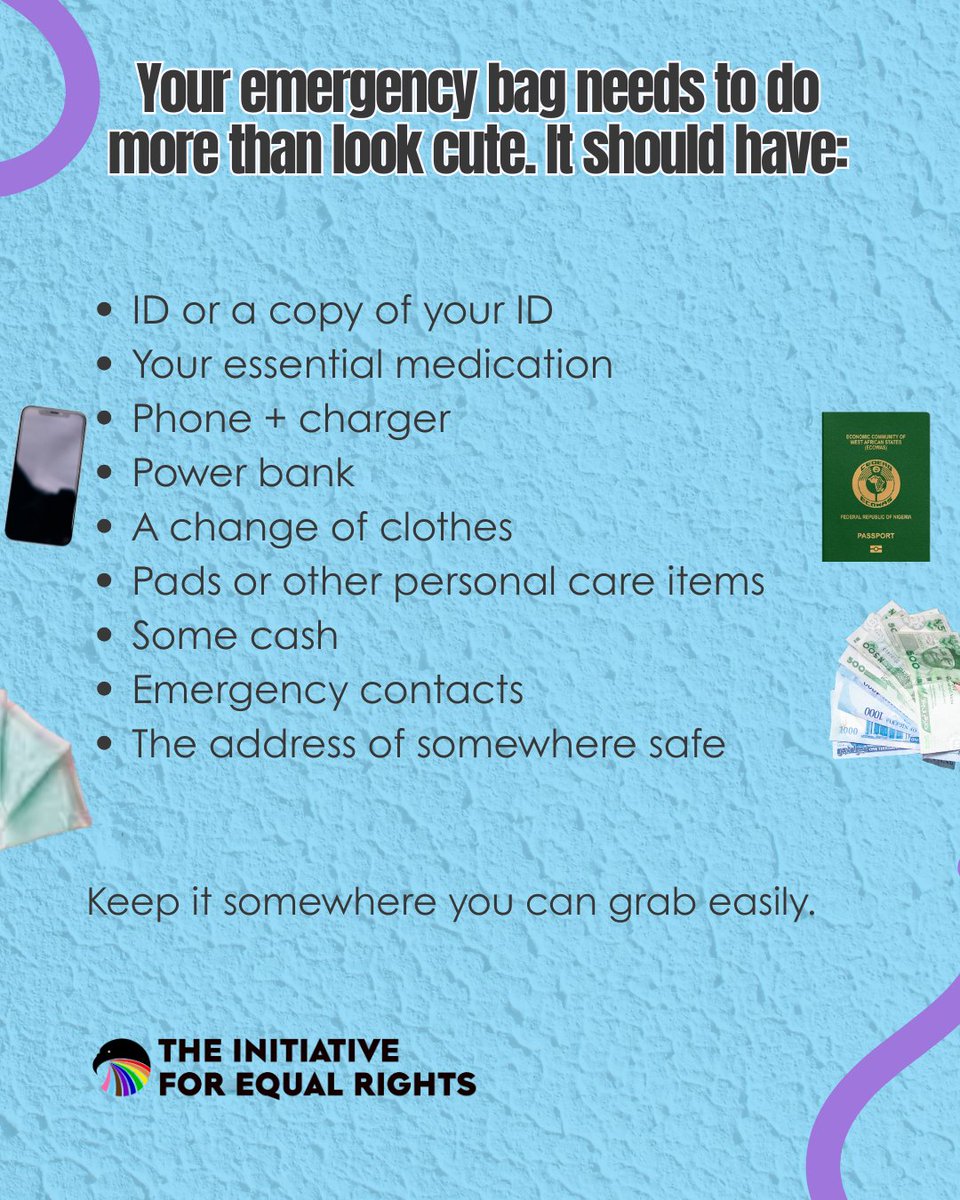 TIERsNigeria's tweet photo. A Go-Bag is not fear. It is preparation. Keep essential items ready so you can move quickly if needed. #GoReady #ProtectYourself https://t.co/CKYg6mCX4U
