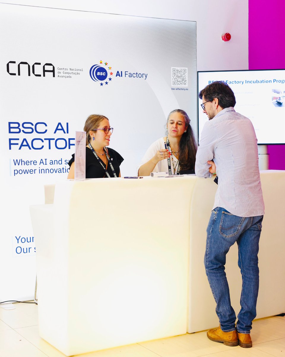 acnca_pt's tweet photo. 📍 The CNCA team is at @lisbonai_ !

We're joining the #AI and innovation community in Lisbon to share the opportunities that advanced computing resources, available through #BSCAIFactory, can bring to startups.

There's still time to meet us! 👋

#AIFactory #AI
@danielmoraesofc https://t.co/S2203QM2mY