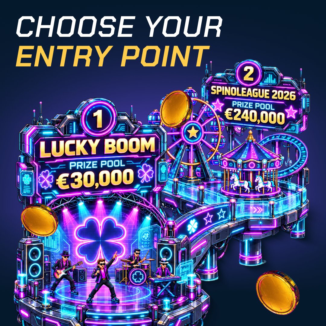 betory_com's tweet photo. 🛣️ Lucky Boom | [PRIZE POOL: 30,000 EUR]
🛣️ Spinoleague 2026 | [PRIZE POOL: 240,000 EUR]

Two routes detected. Choose your entry point 🎯
Write a comment and go! 🚀
https://t.co/qk1N0Sh78f

#Lucky #Gaming #Spin https://t.co/tucjbO9Hnw