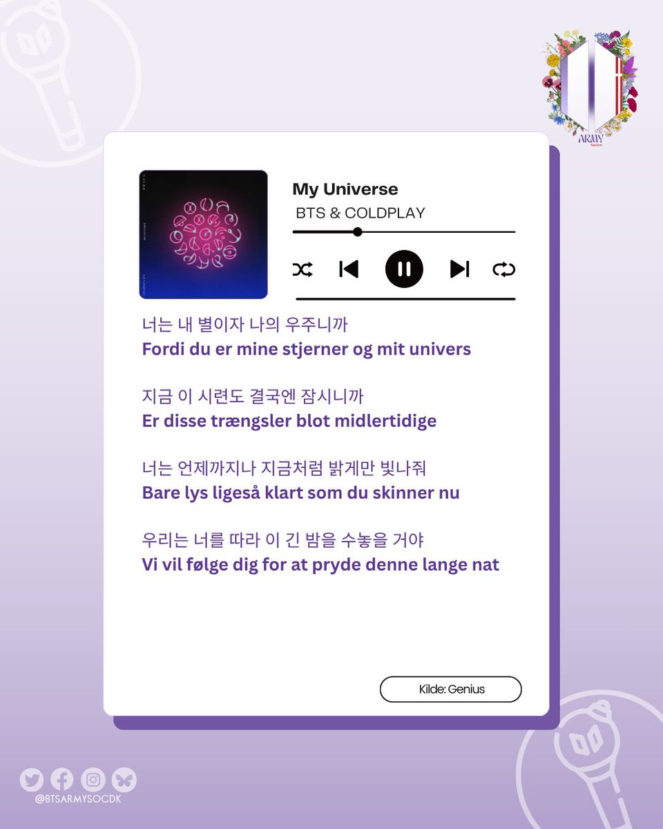 BTSARMYSocDK's tweet photo. For 5 år siden udkom 'My Universe' af Coldplay og BTS. Sangen blev #1 på både Billboards Hot100, Global 200 og Global 200 Excl. US charts 🔥
Husker du da musikvideoen gjorde nogle ARMYs en smule jaloux fordi Hobi flirtede med en alien kvinde? 😄
#BTS #BTSARMY #BTSdk https://t.co/u7WKCy51vZ
