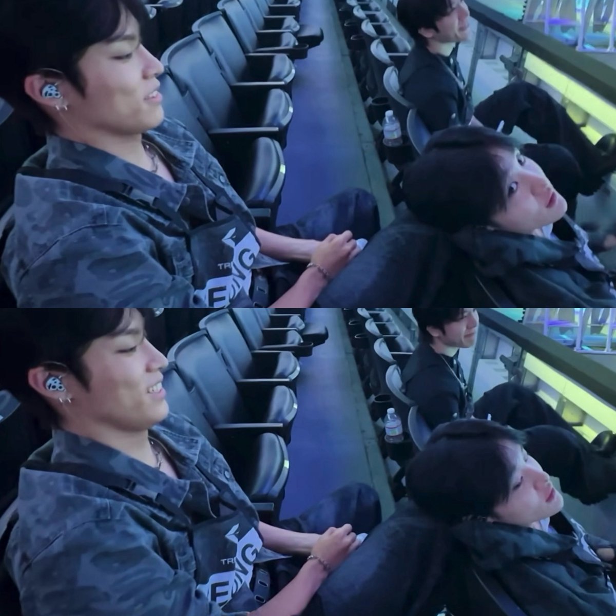 parkbeaus's tweet photo. jihoon leaning his head on jeongwoo’s leg 🙇🏻‍♀️ park bros skinship is so rare let me cherish this https://t.co/e9fW4ZTJHn