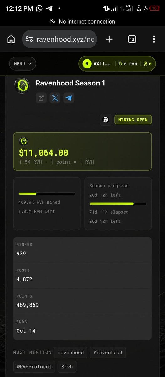 promise_ben10's tweet photo. You’re posting on X every day for $0 while 1.5M robinhood:0x96765066f6a040a21eb027167d2315b707c82633 is being distributed for X activity.

Read that again.

RAVENHOOD Season 1 is live.

Verified posts → points → robinhood:0x96765066f6a040a21eb027167d2315b707c82633.

Ends Oct 14.

I just registered. Now I’m testing how far I can take it.

Code: RVN550MS7

Don’t come looking for the link after everyone starts talking about it👀

Link is in the cs, hop in while the noise is less.

Next tweet will reveal more about @RVHProtocol.

#RAVENHOOD 
robinhood:0x96765066f6a040a21eb027167d2315b707c82633