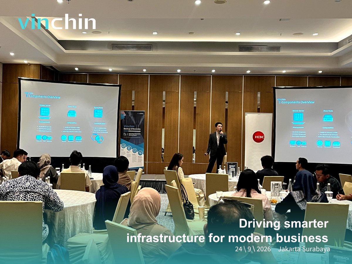 VinchinSoftware's tweet photo. 🚀 Driving Smarter Infrastructure for Modern Business

🔴Start a 60-day full-featured FREE trial to discover more about Vinchin Backup &amp; Recovery: https://t.co/y5Jmc91Ac2

#Vinchin #H3C #SIS #Indonesia #ChannelPartners #DataProtection https://t.co/2pk3a2gDkt