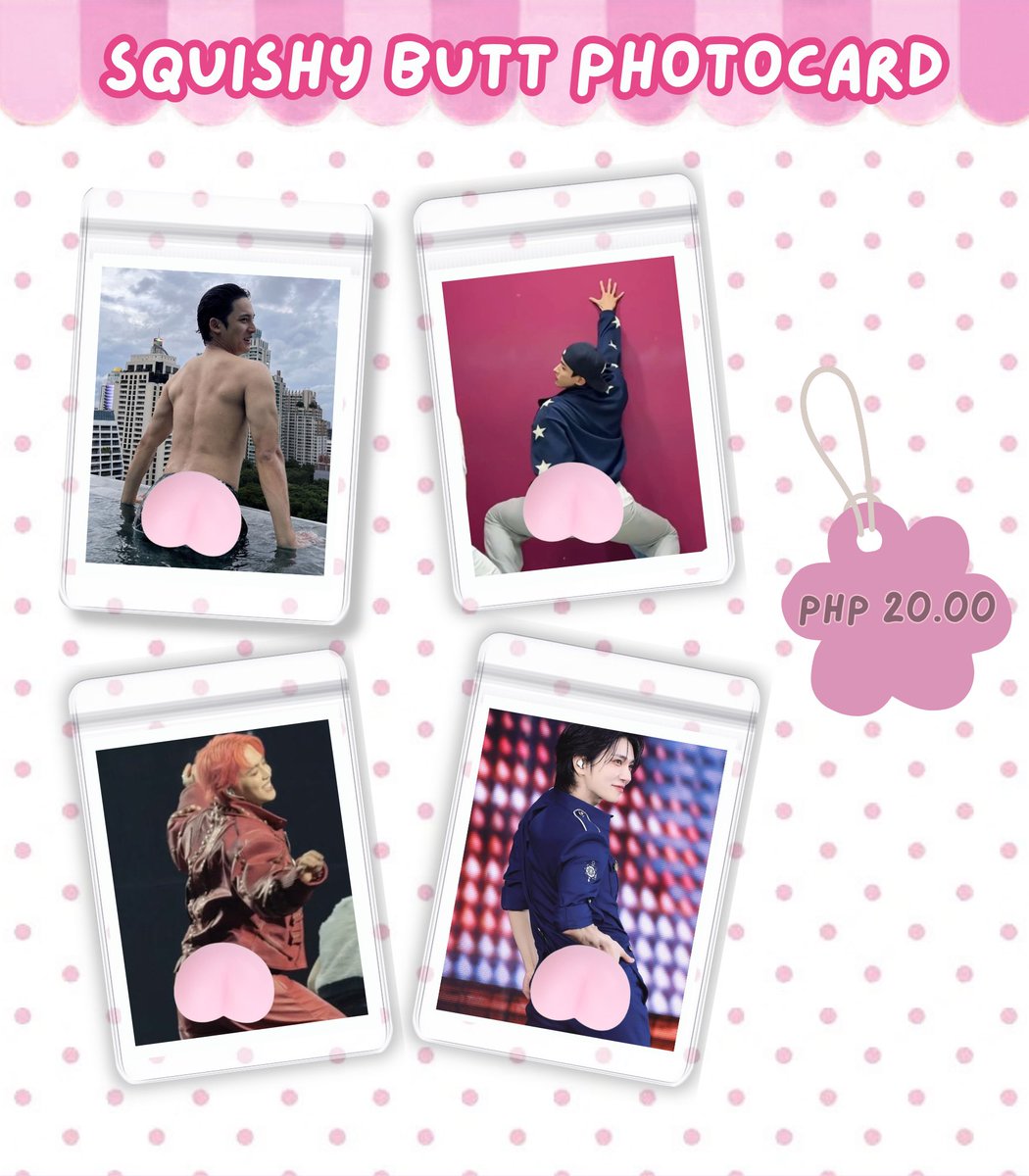 hoshiyel's tweet photo. Squishy Butt Photocard
• Price: Php 20 each
• DOP: Pay as you order

We are accepting custom member/picture requests for a limited time! All other details can be found on the order form below.

🔗 Order form: https://t.co/RtC6iRoLvr https://t.co/tFcfCsR1mP