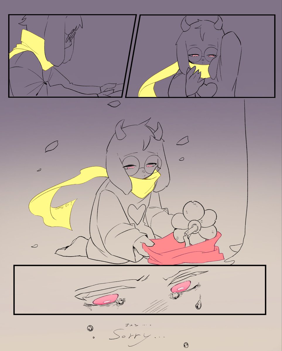 YUPPIoekaki's tweet photo. ボク,,,着けるよ🧣🌼 #DELTARUNE #deltarunechapter5ㅤㅤ https://t.co/VsQ6Fmzjcm