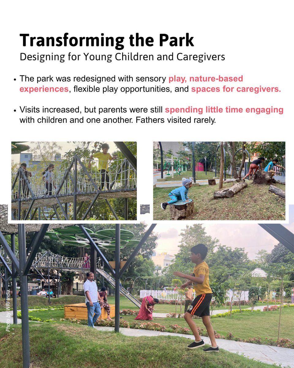 WRIIndia's tweet photo. (2/3) The park is now a community hub, where caregivers, including more fathers, can rest, connect &amp; play a more active role in their children’s early development.

#NeighbourhoodNarratives #EarlyChildhoodDevelopment #ResponsiveCaregiving #0to5 https://t.co/0Y5Di6pdei