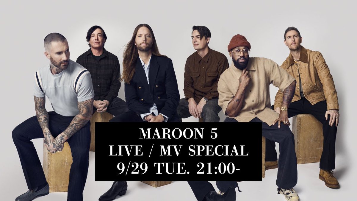 maroon5jp's tweet photo. ✦YouTube特別番組が配信決定✦

2027年の来日公演の決定を記念して
＃マルーン5 が初めて来日公演を行った
9月29日にYouTube特別番組が配信！

来日公演に向けて
いち早く盛り上がりましょう🙌

🔗：https://t.co/3Ufc2PuQEg
※アーカイブ / アーティスト出演なし。 https://t.co/JJqw0fJOvI