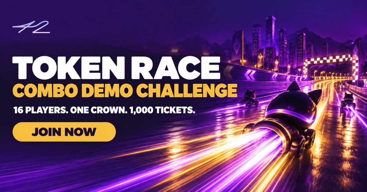 42space's tweet photo. Think you're the best Combo player out there? It's time to prove it.

16 players, a 15-match bracket, and the first-ever Token Race Combo champion crown. 1,000 Tickets on the line, all in Demo Mode.

Apply now 👇
https://t.co/1WFB8J6kkm https://t.co/olZBT3rky2