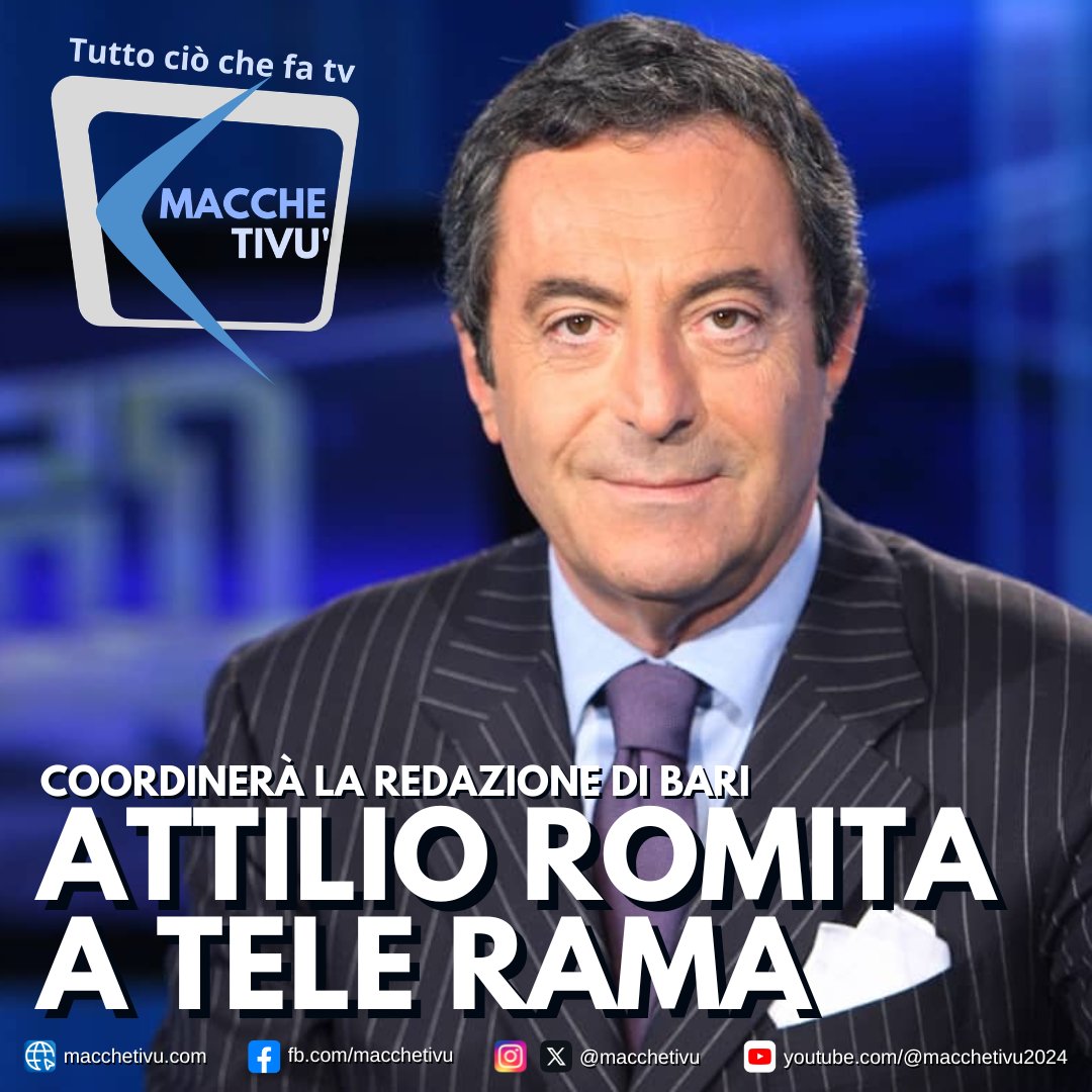 macchetivu's tweet photo. 📺 Attilio Romita entra nella squadra di TeleRama, la seconda emittente più seguita in Puglia.
Il giornalista, volto storico dell’informazione Rai e profondamente legato alla Puglia, coordinerà la redazione di Bari.
#AttilioRomita #TeleRama #Bari #Puglia #Giornalismo https://t.co/Ql0ev0DtM7
