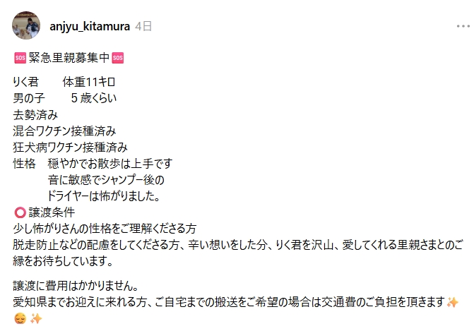 280922michi_12's tweet photo. 「もう飼えない…
＃殺処分します」といって保健所に連絡
りく君を救ってくださる方 
第二の犬生を幸せにしてくださる 方
からのお連絡をお待ちしています
＊譲渡に費用はかかりません
https://t.co/bOyh0xjOuY
#里親募集中 #中型犬 
#飼育放棄
＃愛知県 https://t.co/fNE97vAcLm