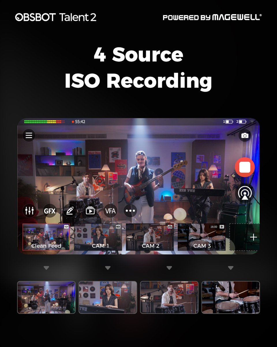 OBSBOT_Official's tweet photo. OBSBOT Talent 2 keeps the whole production moving. 🎬

✅ True 4K live streaming
✅ Simulcast to up to 4 platforms
✅ ISO recording for up to 4 sources
Go live in more places—and keep individual feeds ready for the edit.
https://t.co/sBxhpzr4rF

Powered by Magewell.

#OBSBOT_Talent2