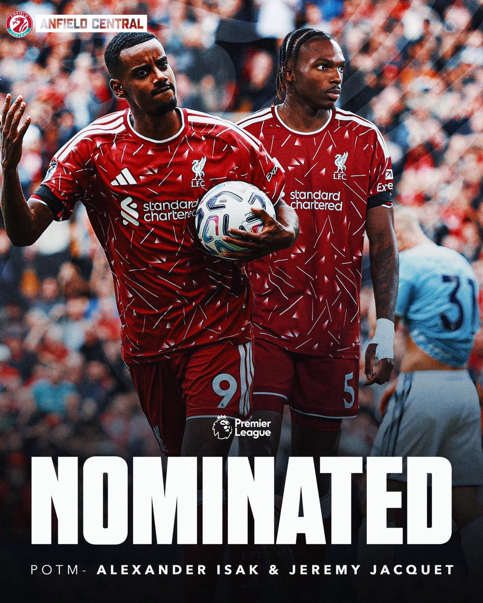ATFooty_'s tweet photo. Both Alexander Isak and Jeremy Jacquet have been nominated for the Premier League player of the month for September. 👏🔴 https://t.co/915XEIglGZ