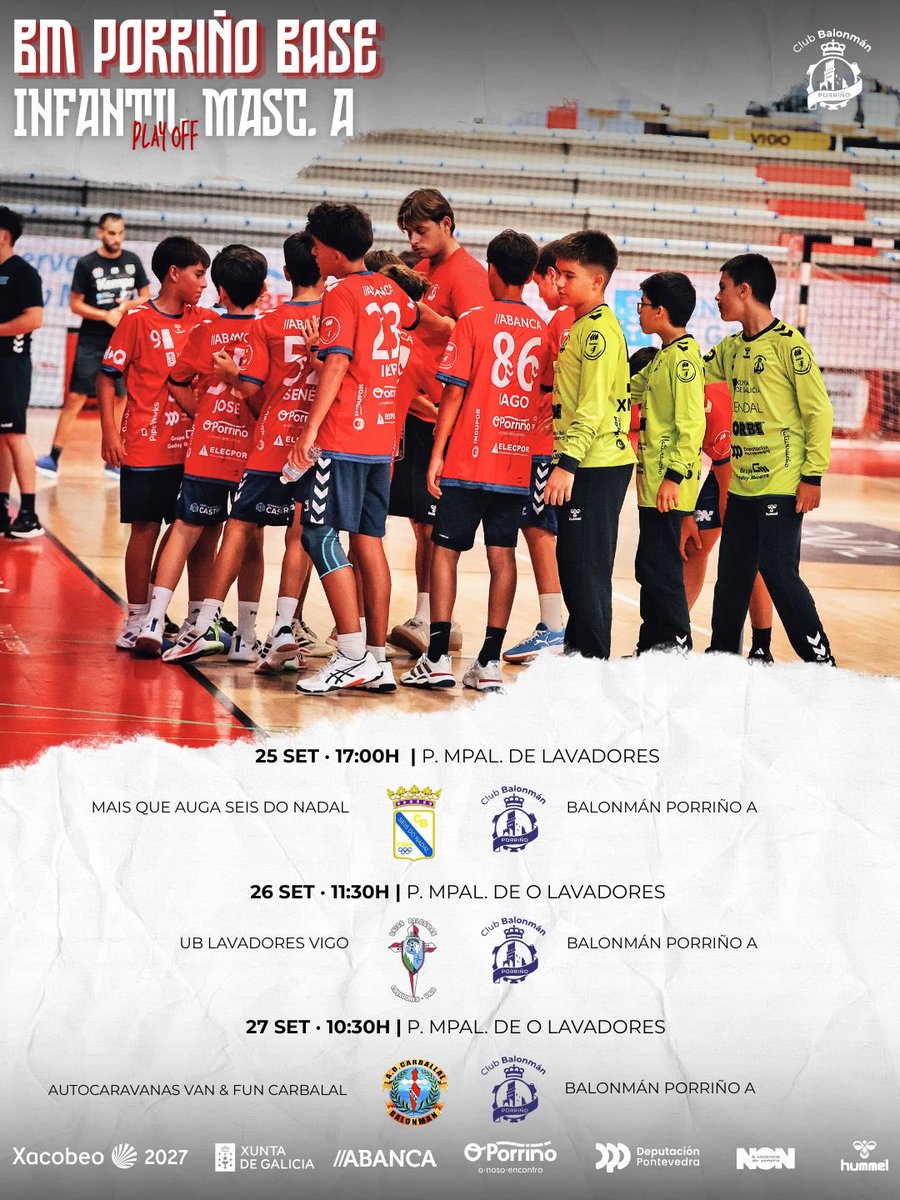 BmPorrino's tweet photo. 🔥 TURNO DOS INFANTÍS MASCULINOS PARA O  PLAY OFF ! 🔥

Lavadores tamén será escenario do camiño dos Infantís para poder xogar en Ouro esta tempada 26/27!

A por todas 💪🔥

#camiñandocoanosaxente
#onosomaiorequipo https://t.co/Od0DALfThR