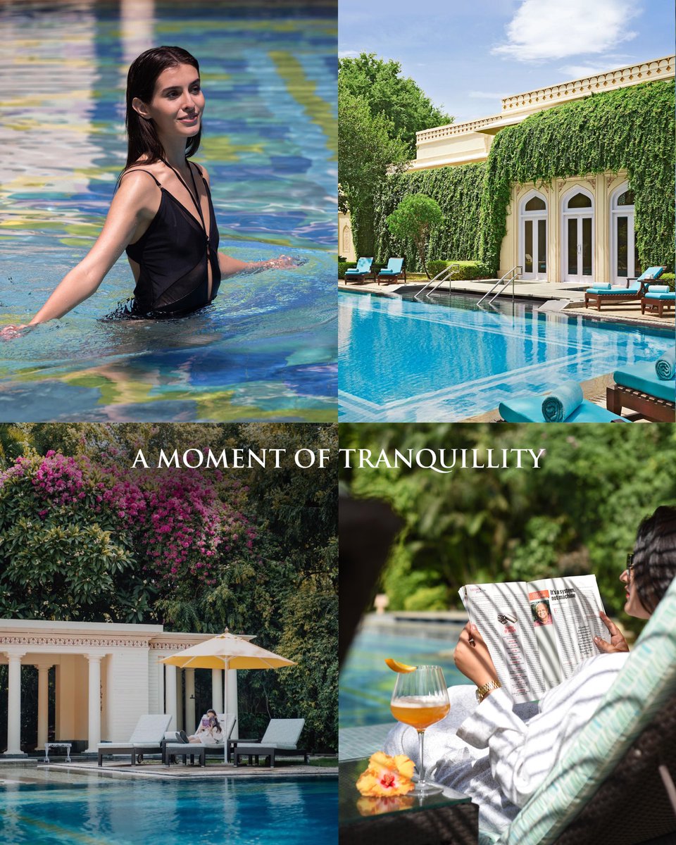 Rambaghpalace's tweet photo. A moment of stillness, amidst royal splendour.

At Rambagh Palace, the pool offers a serene retreat where time seems to slow down. Surrounded by lush gardens and the timeless character of the Palace, ease into moments of quiet reflection, gentle repose and unhurried indulgence. https://t.co/TvaPC0R23P