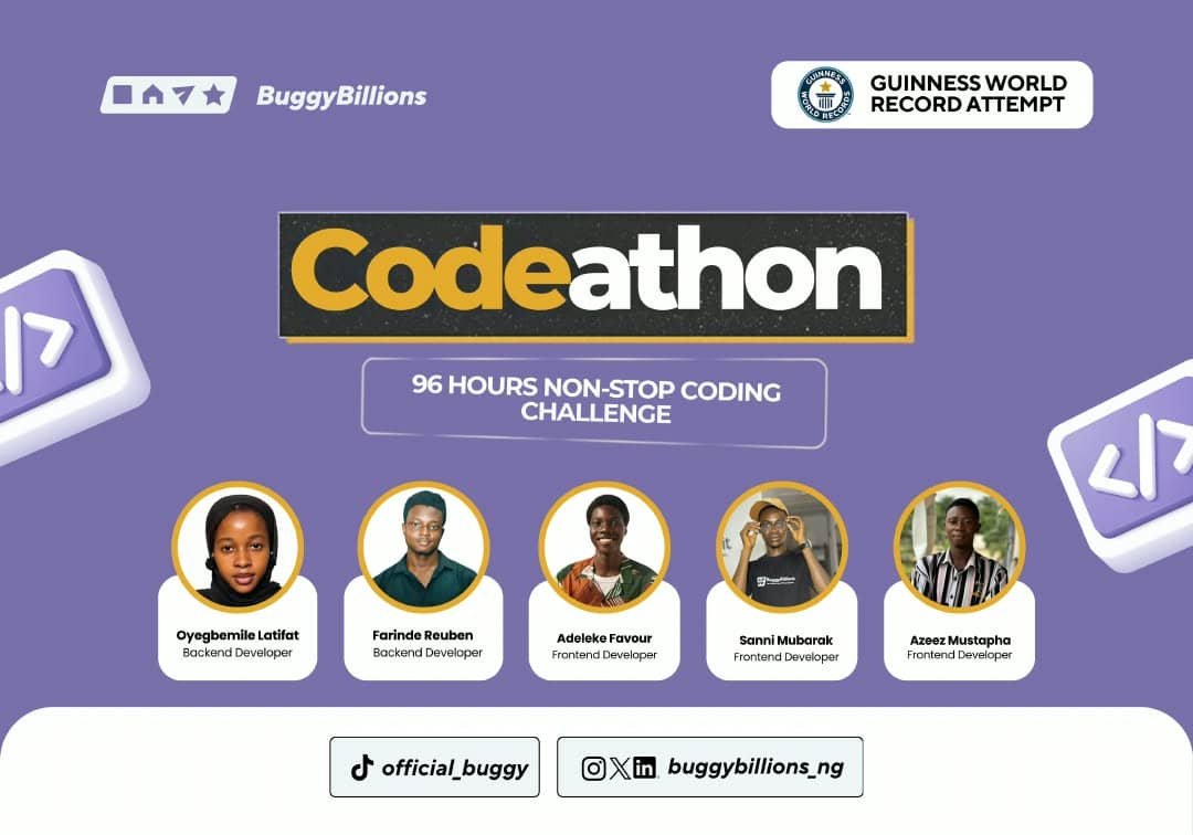 zenithdevtech's tweet photo. Don’t just hear about it. Be there LIVE! 🔥
TikTok
https://t.co/DZwwCse9JA
Instagram
https://t.co/uGFwVDAm7r
#CodeHathon #BuggyBillions #96Hours #TechChallenge #GuinnessWorldRecords https://t.co/heXU2g1yXy