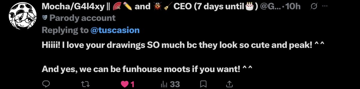 tuscasion's tweet photo. @G4l4xy_DW_acc93  (sorry for the random mention😭🙏) HII YES I WOULD LOVE TO BE FUNHOUSE MOOTS W U TOOO>U< and TY!! i was gonna reply back but it disappeared hel i was busy working on art to reply with😈 https://t.co/EFhIgwCtDp