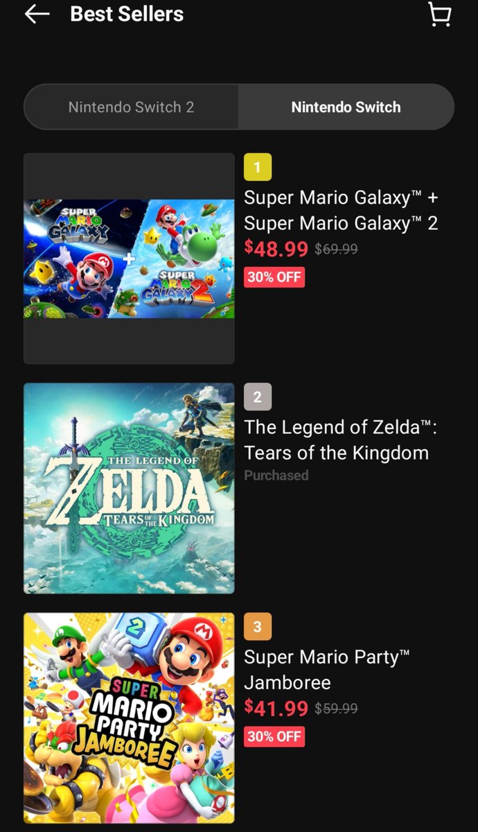 KabiPlays's tweet photo. And to backup my claims. 

The difference between the top 3 best-selling titles between the Switch 1 and Switch 2 is very telling. https://t.co/p1wfVdIG9F