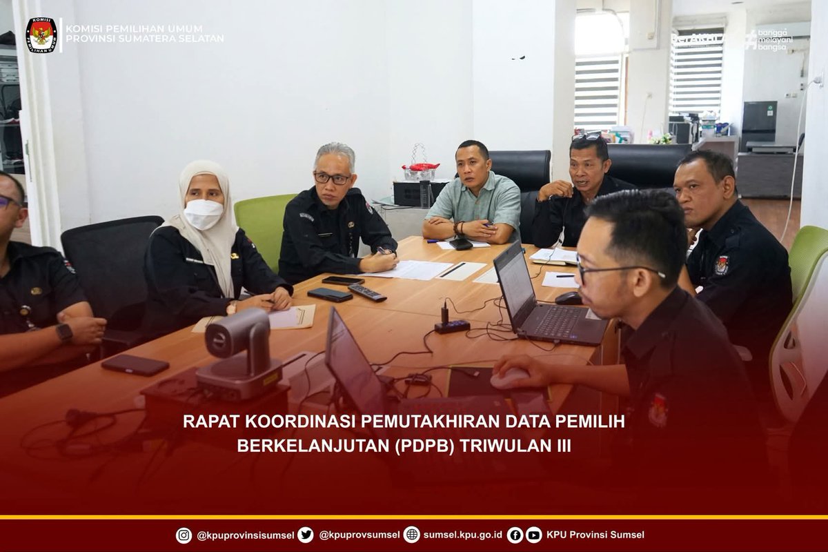 kpusumsel's tweet photo. #Temanpemilih KPU Provinsi Sumatera Selatan melaksanakan rapat koordinasi Pemutakhiran Data Pemilih Berkelanjutan (PDPB) Triwulan III bersama KPU Kabupaten/ Kota secara daring, Rabu (23/9/2026).

#KPUMelayani https://t.co/TWNPHv2l0a