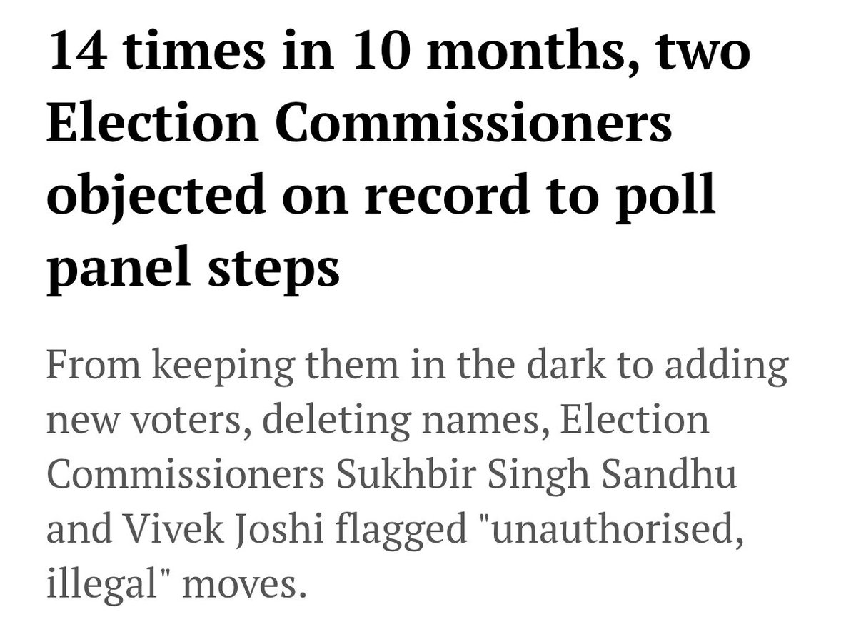 SiladityaB2005's tweet photo. The moment the opposition asked the @ECISVEEP for footage of voters casting their votes and the chief election commissioner of India responded with “should videos of our sisters and daughters casting their votes be shared?” that was the moment  ECI lost its credibility. https://t.co/gBnjawBl9Q