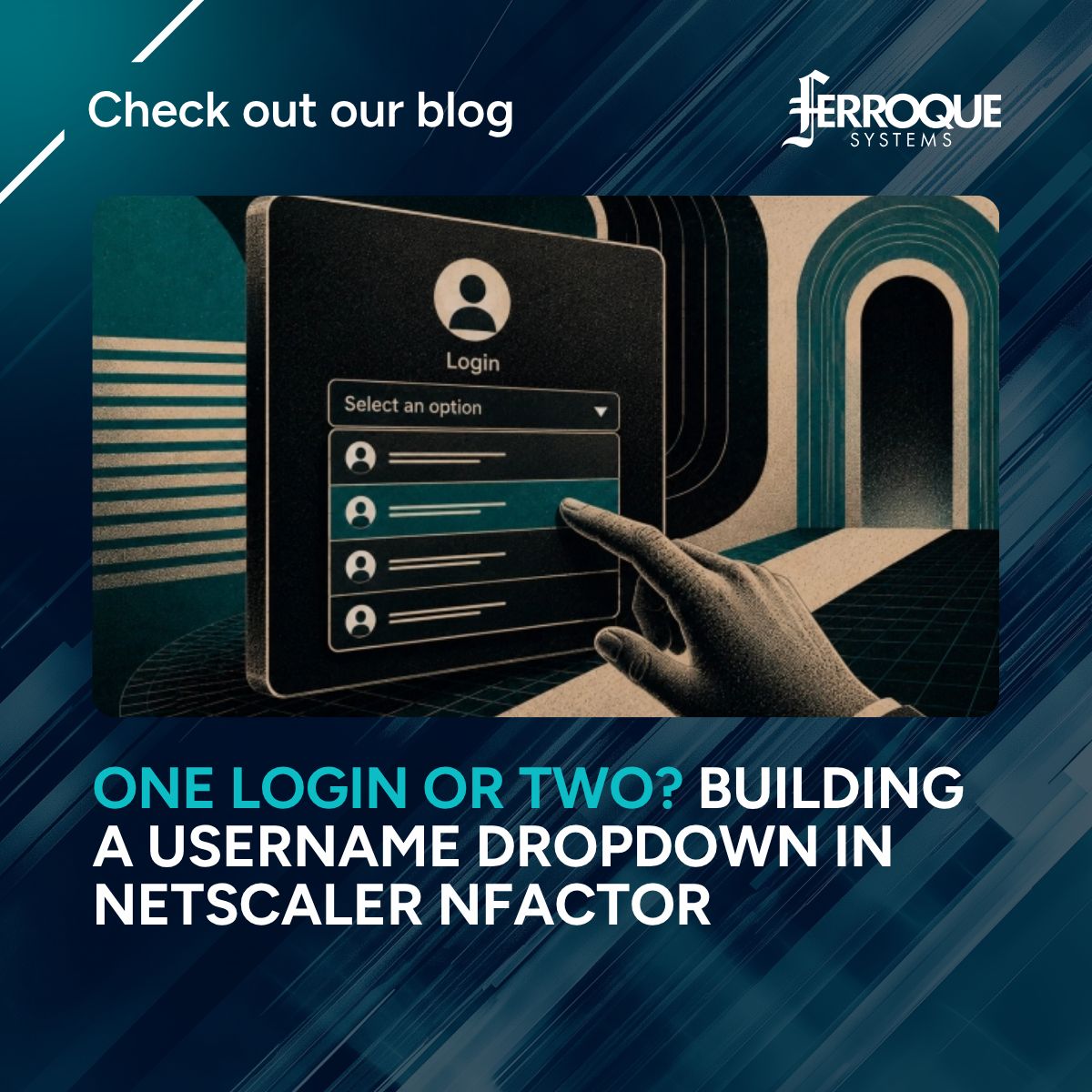 FerroqueSystems's tweet photo. What do you do when some users need one login and others need two? Learn how NetScaler nFactor is used to add an account dropdown for dual-login users without changing the experience for everyone else. See how we built it and what we learned along the way: https://t.co/WJ1SveYI1V https://t.co/b3k8TvnmRq