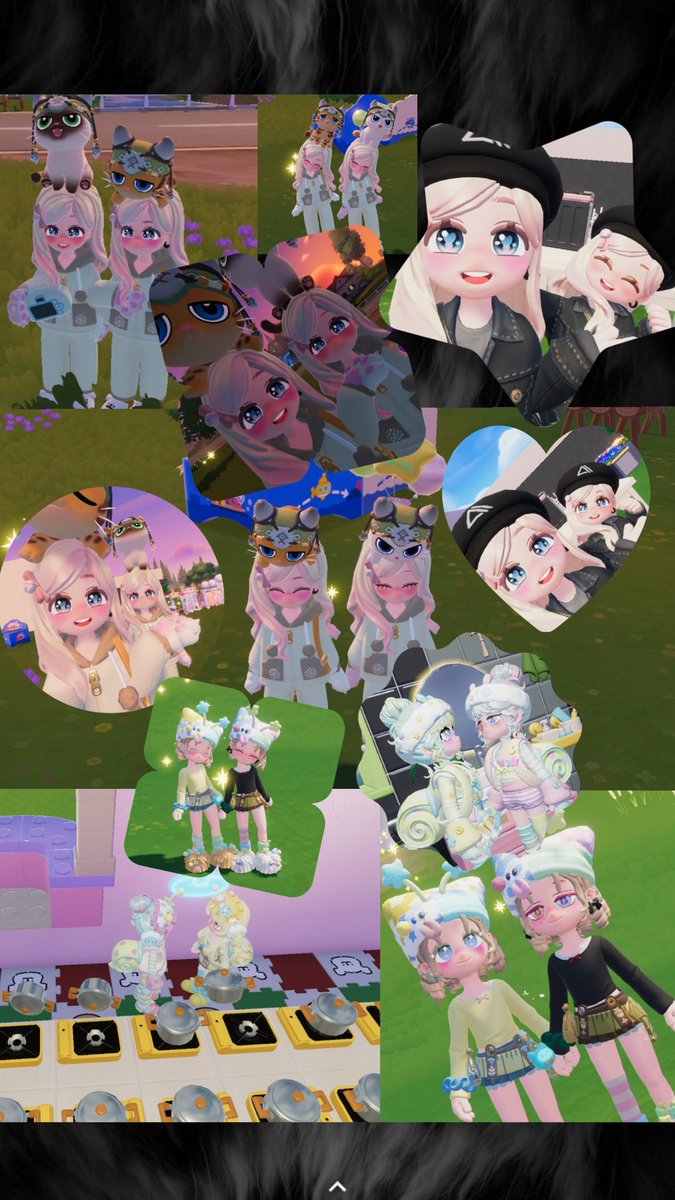 3v4efc's tweet photo. いつも会えば双子コーデにしちゃううちら！w
気づいたら2人同じ見た目に！w
これまでの写真を1枚にまとめて思い出の写真として投稿しとこうかなっ！
これかも沢山写真撮って思い出作るゾ〜‼️
オーダーチケ、スタンプ押してくれてありがとう💞
ガチャ、髪型一発で出てくれてよかった😂 https://t.co/bDahip7SFO