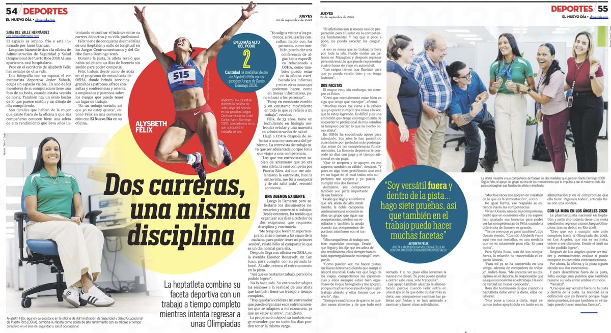 DiasporaPIP's tweet photo. ¡Ejemplo de la patria! 🏃🏽♀️ Alysbeth Félix destaca dividiendo su tiempo entre el trabajo de oficina y la pista de atletismo. En la Patria Nueva, el PIP apoyará a nuestros atletas con licencias pagadas y defenderá la representación soberana. 🏆🇵🇷 #DPIP https://t.co/efTzUAKk7F