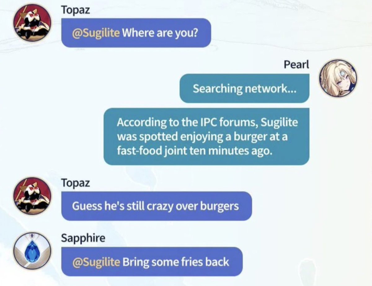 snwkura's tweet photo. what do you mean the first thing we hear from sapphire himself is bro asking for some fries from sugilite IJBOL https://t.co/rDAXPpJCoO