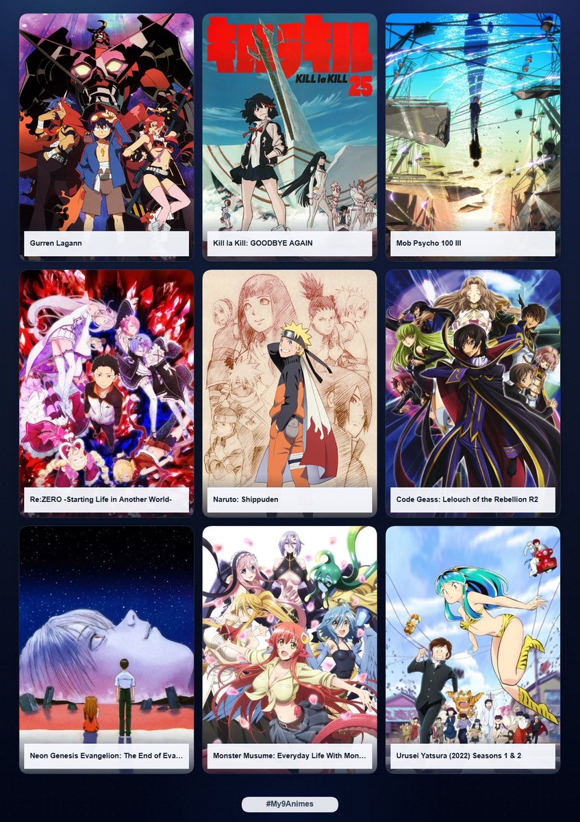 Mosasir3's tweet photo. I've been seeing a lot of people's 9 animes and 9 games... So here's my odd shishkebab of media! https://t.co/ywingTLBOs