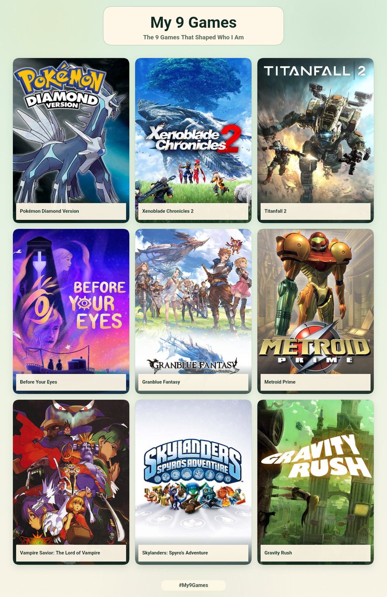 Mosasir3's tweet photo. I've been seeing a lot of people's 9 animes and 9 games... So here's my odd shishkebab of media! https://t.co/ywingTLBOs