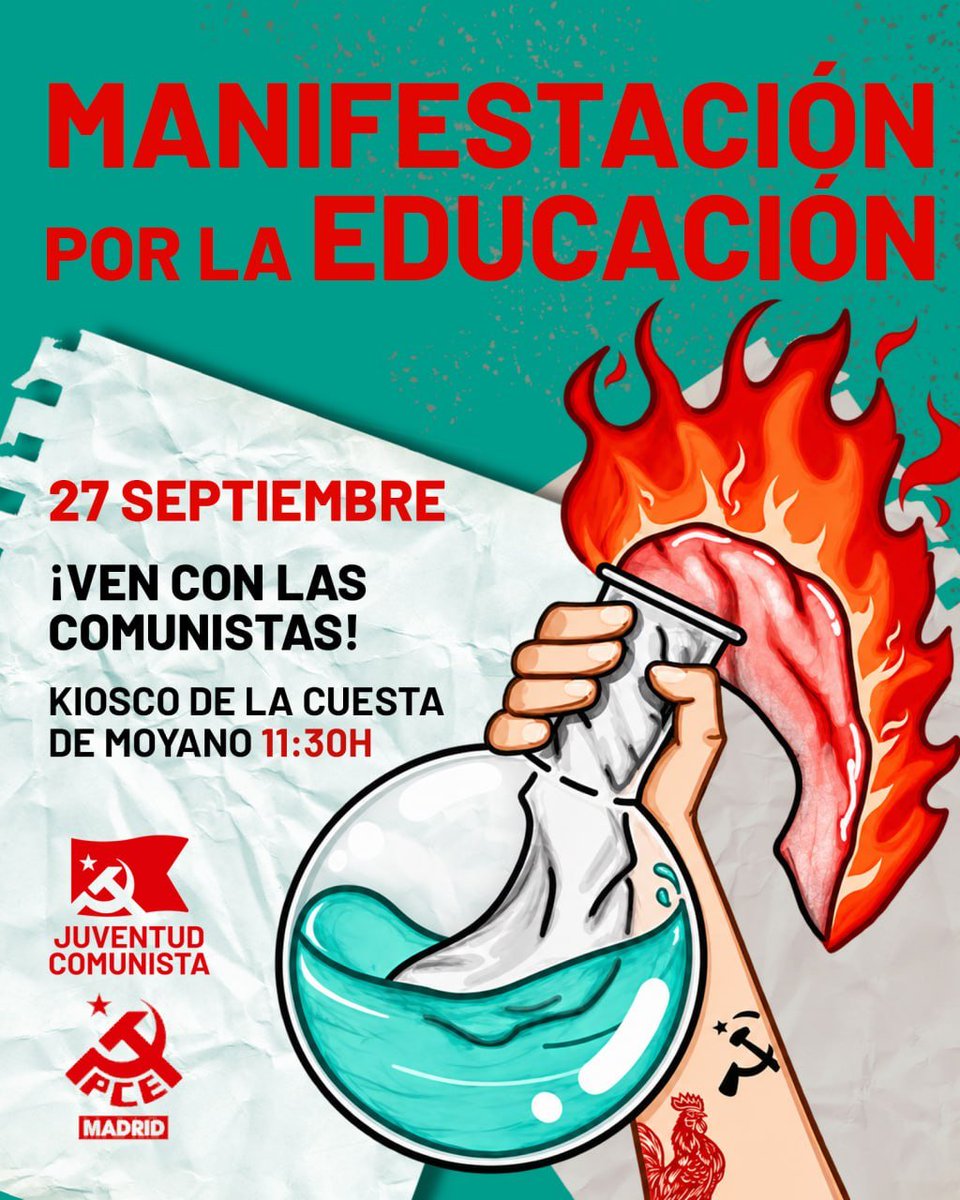 UJCEMadrid's tweet photo. Este domingo 27 salimos a las calles contra la precariedad y privatización de la educación madrileña.
¡Por una educación a la altura de nuestra clase! https://t.co/W66pPw3fZg