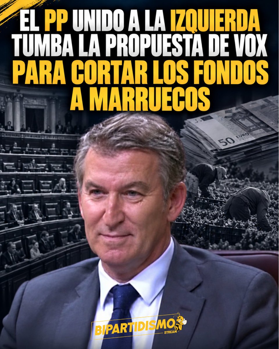Bipartidismo_'s tweet photo. 🔴 El PP se suma a la izquierda y no apoya en el Congreso la propuesta de VOX para suspender la financiación al sector agrícola marroquí.

https://t.co/napjHRrvyR https://t.co/H5eAW3R5AG