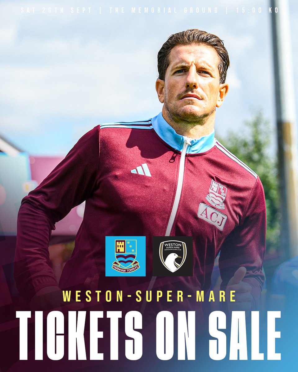 FarnhamTownFC's tweet photo. Back to @NL_Enterprise action on Saturday 👊

Tickets on sale for the first of three successive home league fixtures ⬇️

🆚 @WSM_AFCOfficial 
🗓️ Sat. 26th Sept
🕒 3PM KO
📍 The Memorial Ground, GU9 7DY
🎟️ Adults £14, Conc. £9, Next-Gen £5, U14s Free

🔗 https://t.co/B6MpT2KeN1 https://t.co/yqCeVKA5Fu