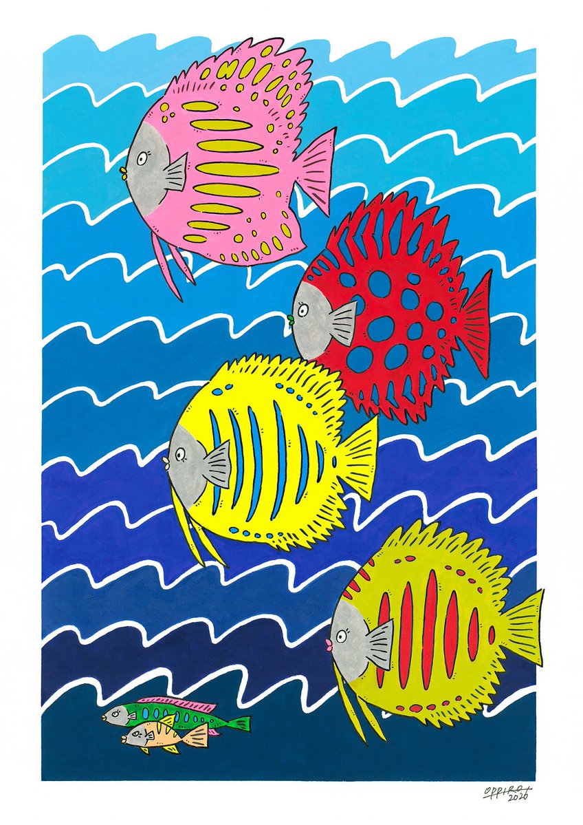 OPPIRO_entyu's tweet photo. 可愛い魚たちシリーズ。
今回は「ディスカス」を描きました。
魚がふわふわと泳ぐ姿が好き。
時間を忘れてずっと見ていられる。
#熱帯魚 #ディスカス https://t.co/etDU8f6PXd