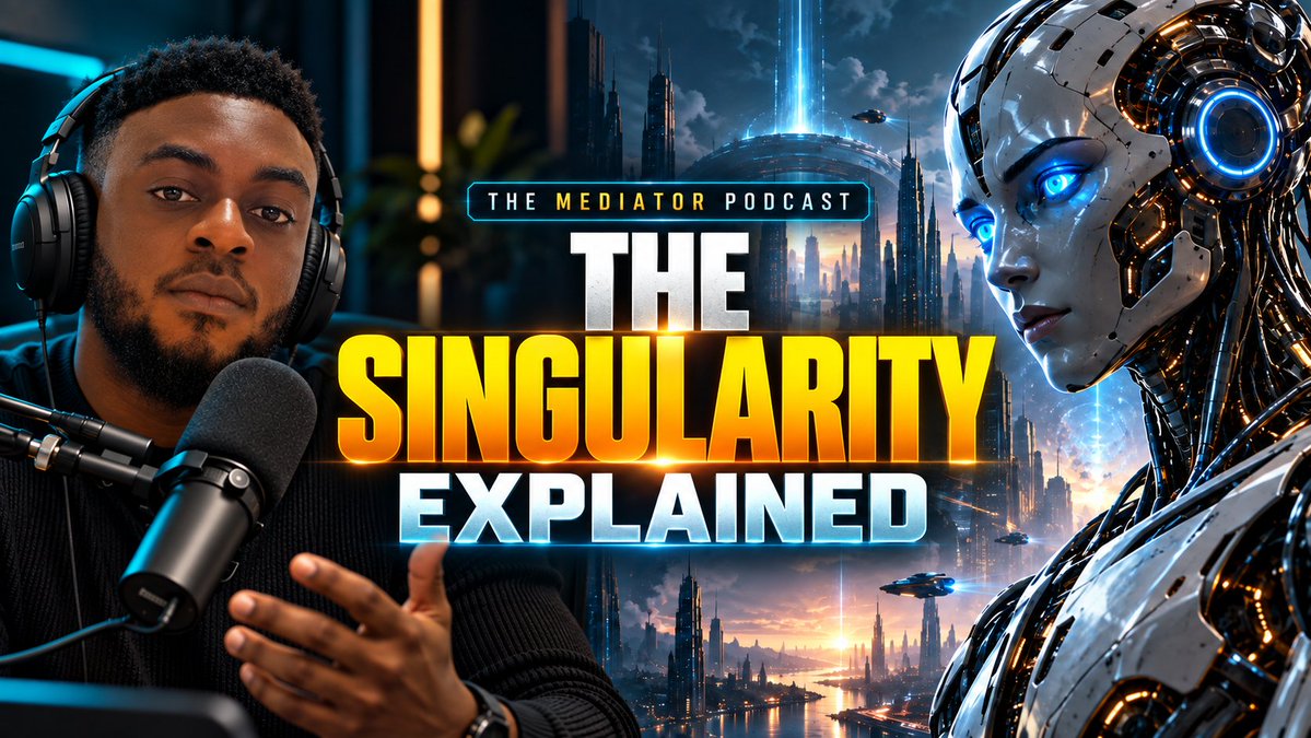 4screenstudio's tweet photo. What happens when AI becomes smarter than humans?

Coming soon on The Mediator Podcast, we’re breaking down The Singularity: what it means, how it could change our lives, and the questions we should be asking now.

The Singularity Explained. Stay tuned. 🤖🎙️ https://t.co/x3TTQd2IsT